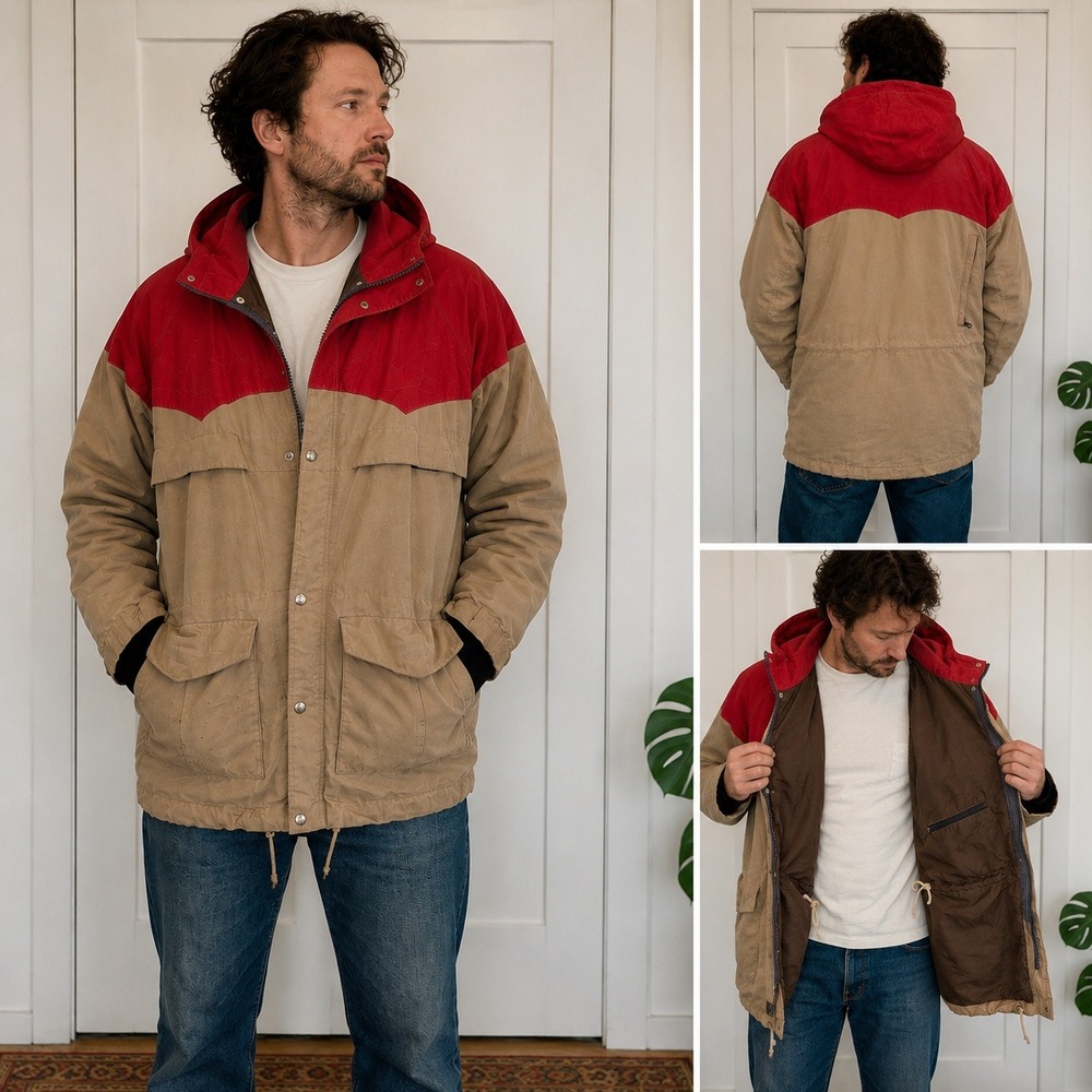 1970s Vintage Powderhorn Mountaineering Hooded Ski Jacket Large Jackson Hole